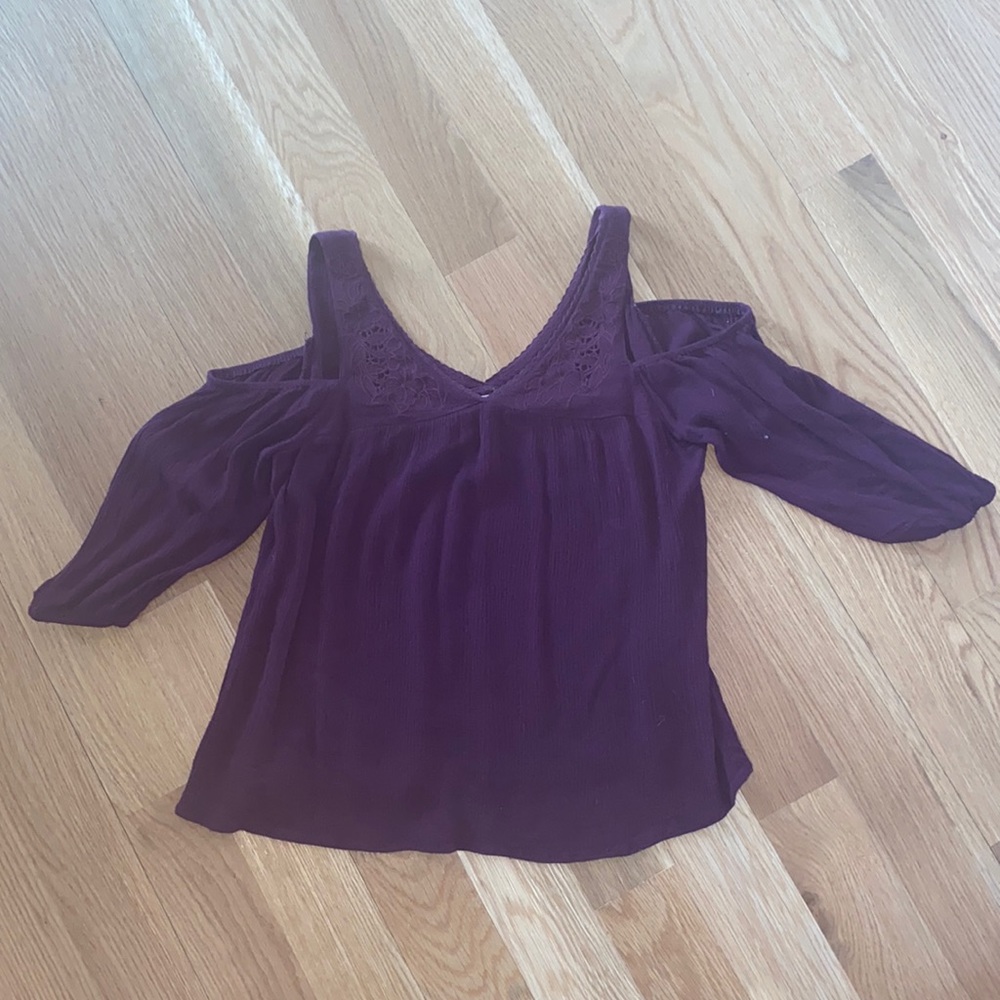 Embroidered cold shoulder shirt
